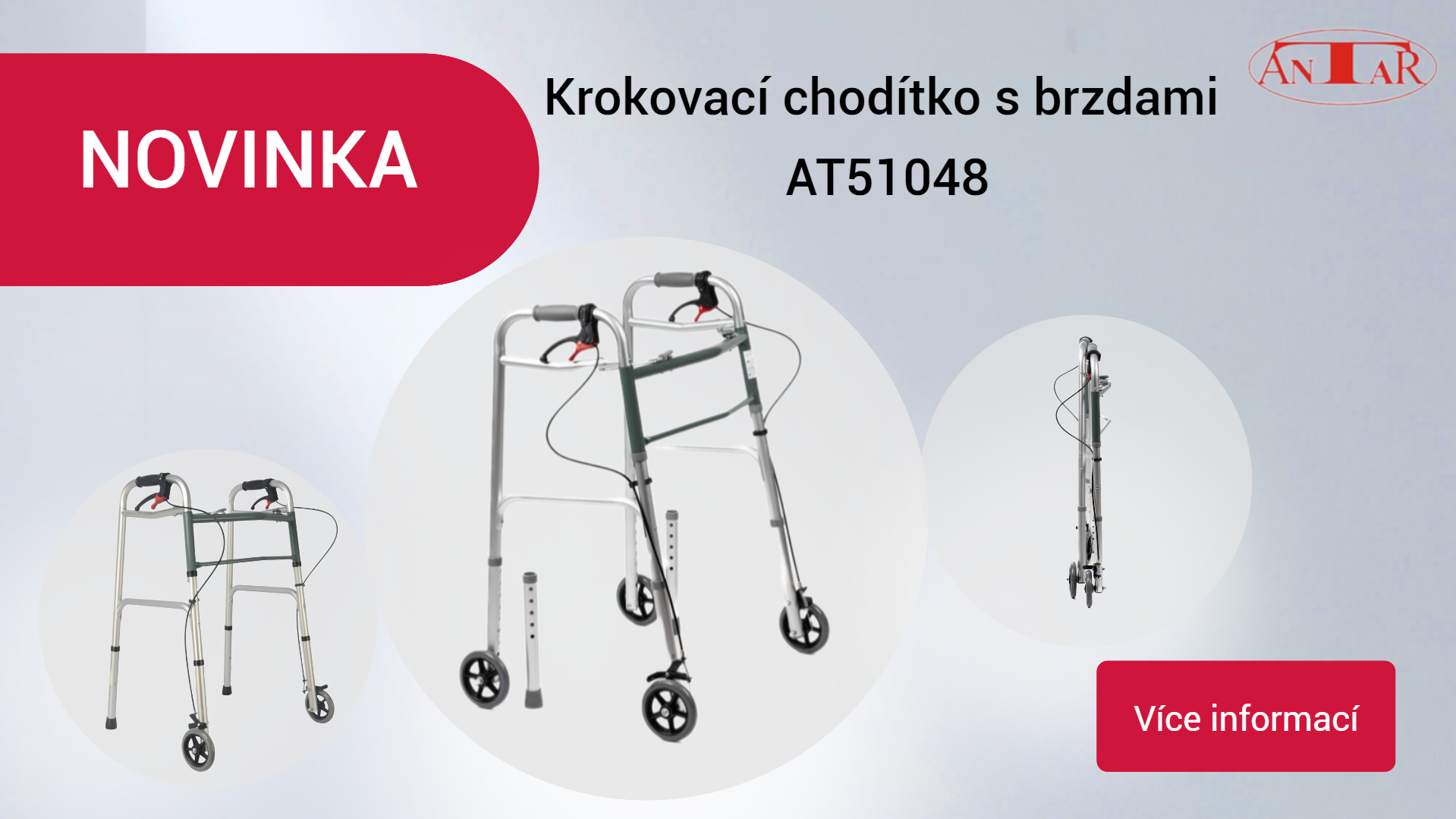 Třífunkční chodítko pro seniory s brzdami